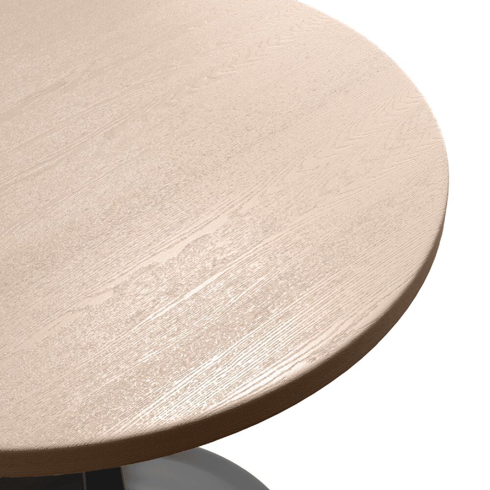 Leisuremod LeisureMod Verve Collection 48 Round Dining Table, Black Base with Light Natural Wood MDF Top, , large
