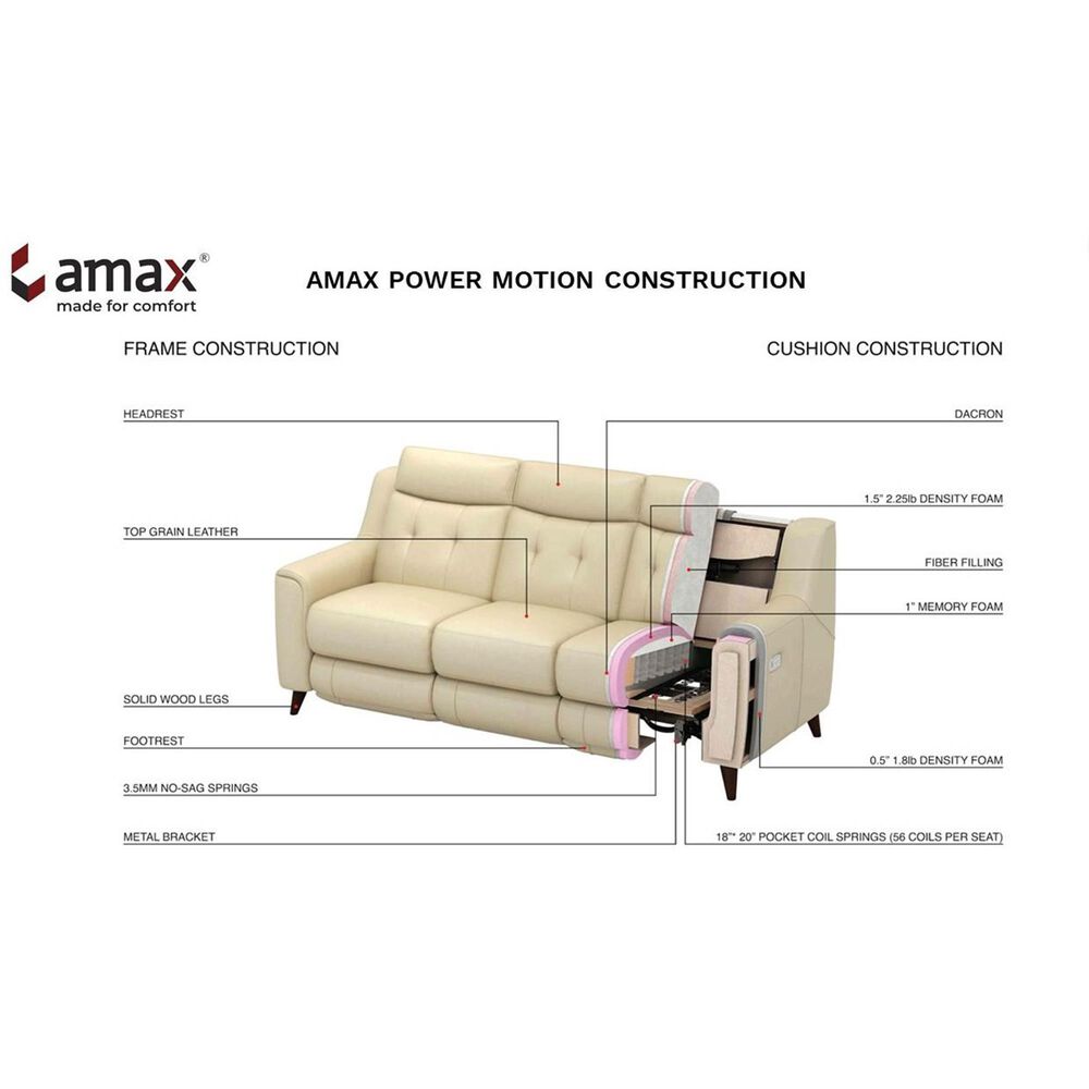 Amax Leather Cozy Power Reclining Sofa in Concrete, , large