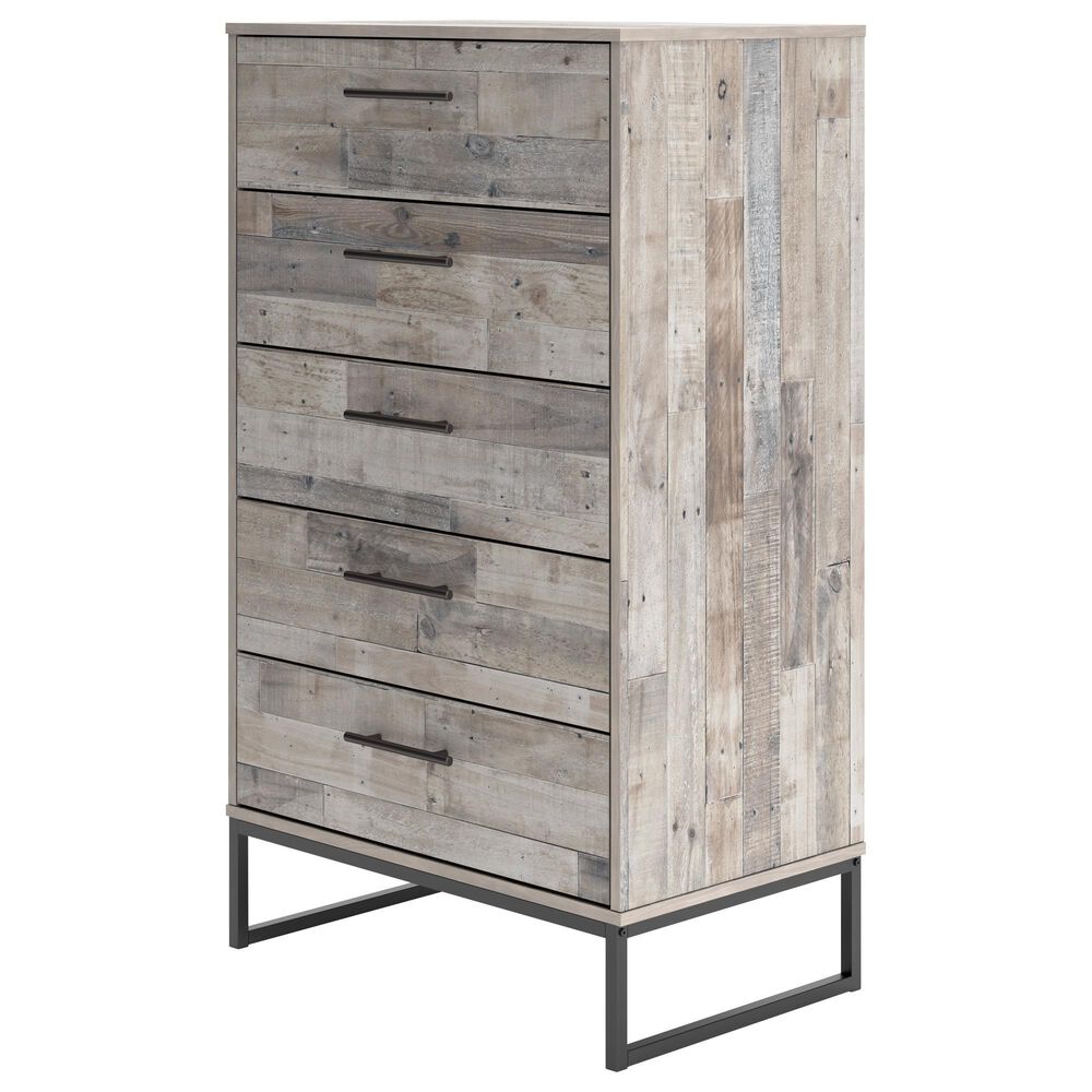 Ashley Neilsville 5-Drawer Chest in Whitewash and Dark Brown, , large