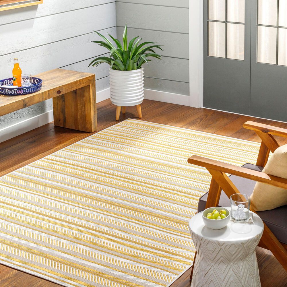 Surya Eagean EAG-2424 Mustard and Ivory 7&#39;10&quot; x 10&#39;2&quot; Indoor/Outdoor Area Rug, , large