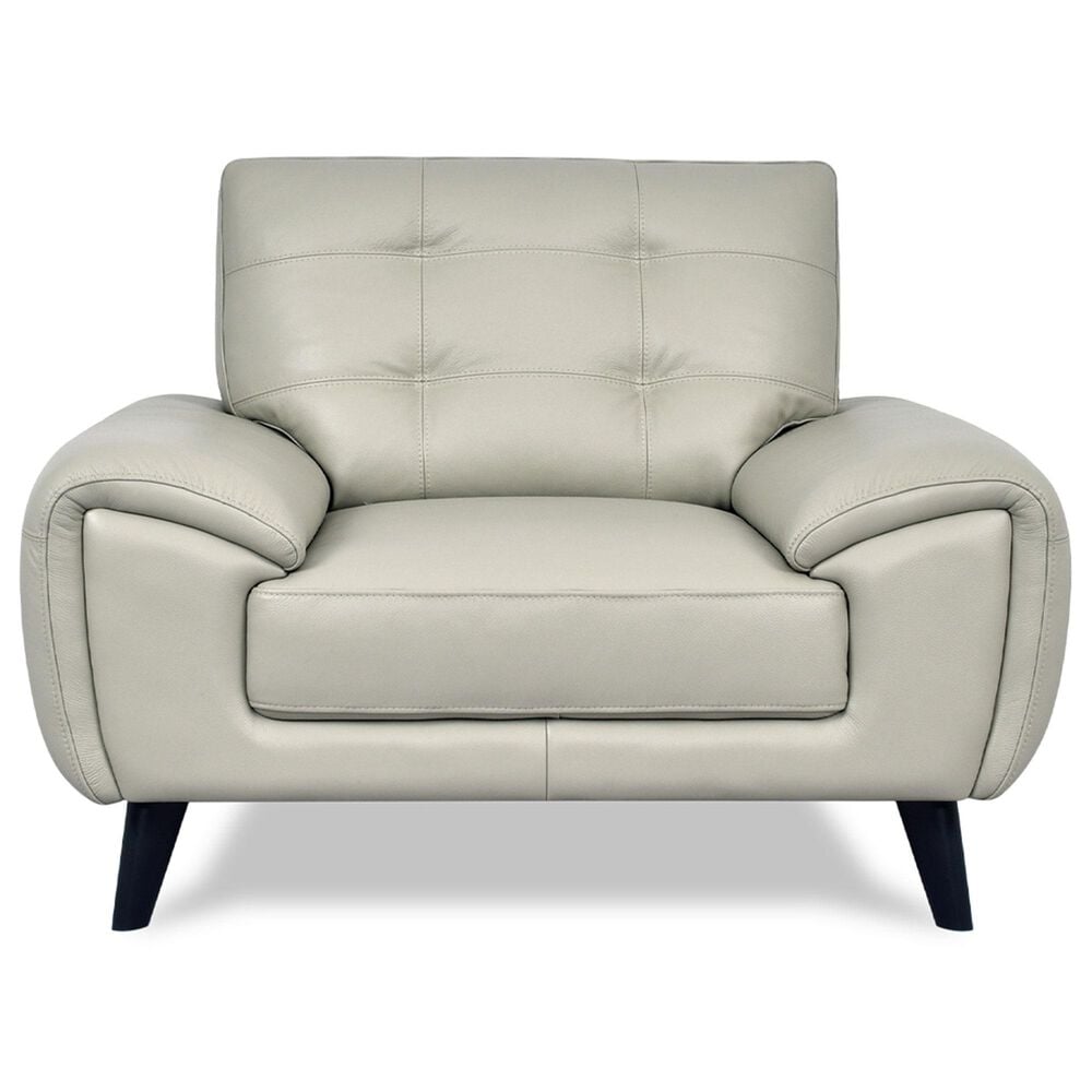 Chateau d'Ax Stationary Leather Chair and Ottoman Set in Beige, , large