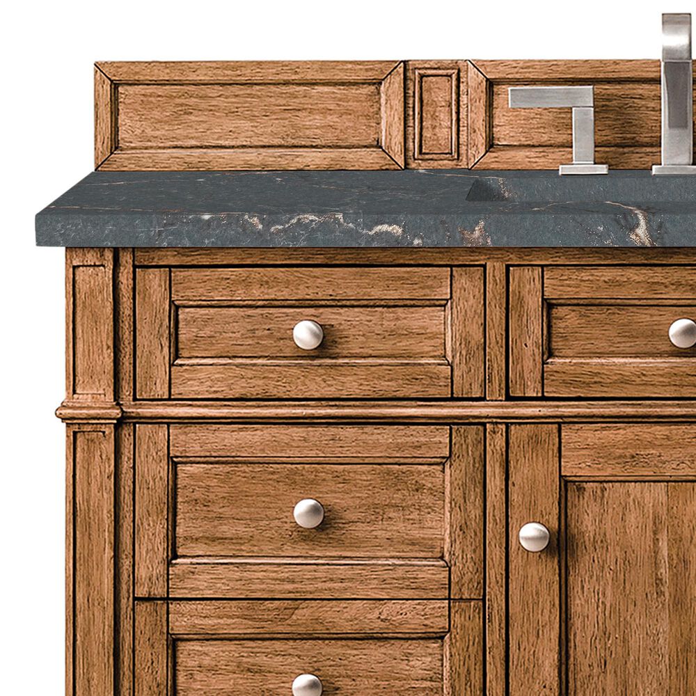 James Martin Vanities Brittany 48&quot; Single Bathroom Vanity in Saddle Brown with 3 cm Parisien Bleu Quartz Top and Rectangular Sink, , large