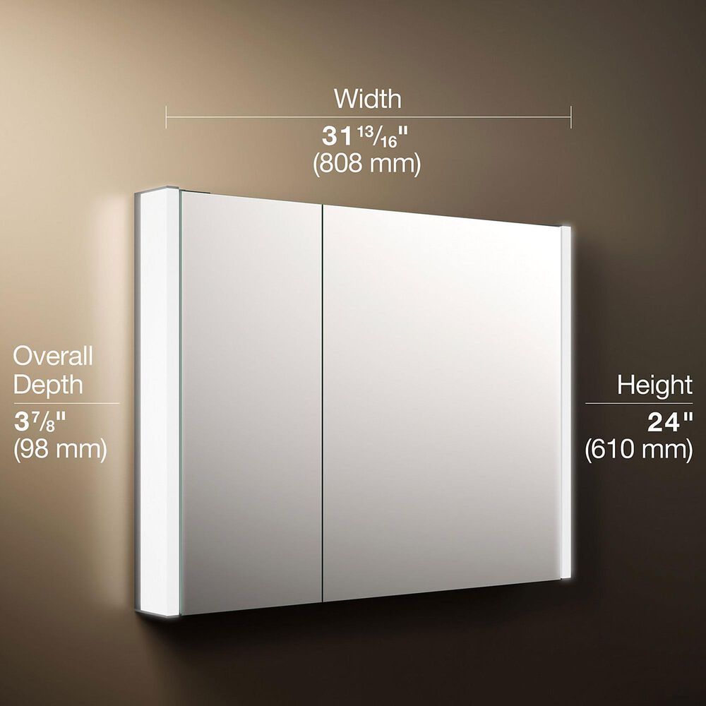 Kohler Maxstow 32" x 24" Lighted Medicine Cabinet in Dark Anodized Aluminum, , large