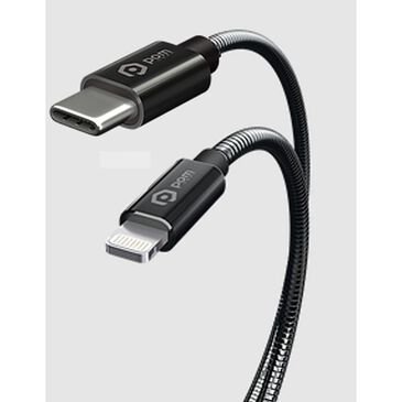 Pom Gear Metal Coil Type-C to Lightning 6ft in Black, , large