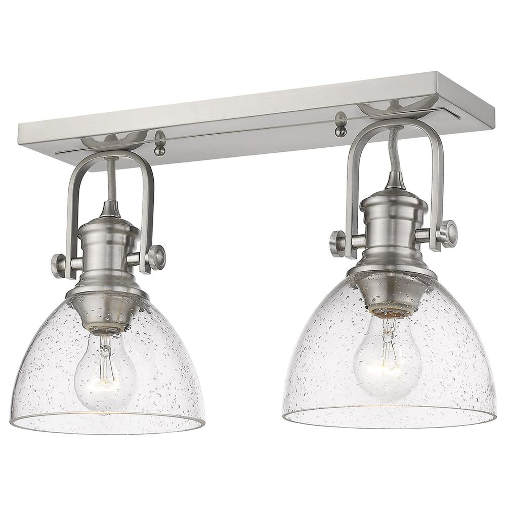 Golden Lighting Hines 2-Light Bath Vanity with Seeded Glass in Pewter, , large