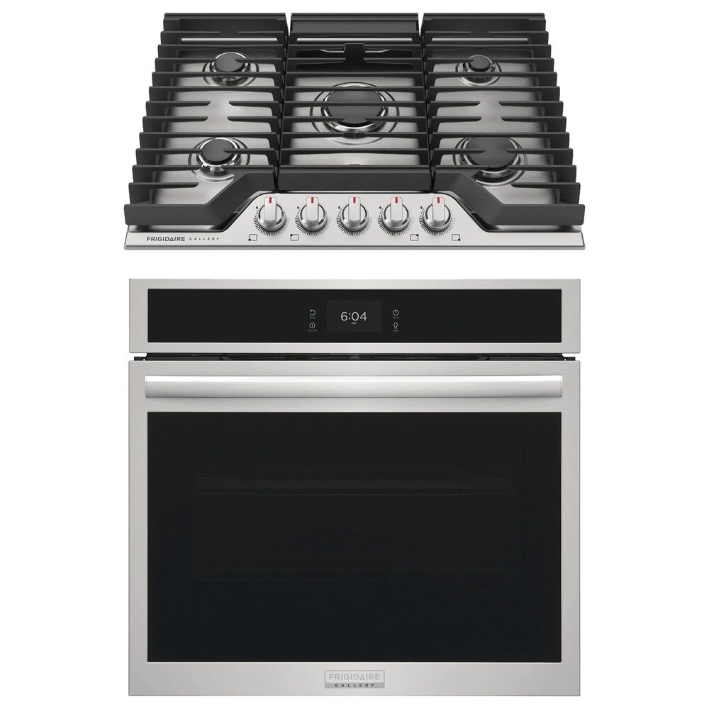 Frigidaire Gallery 2-Piece Kitchen Package with 30" Single Electric Wall Oven and 30" Gas Cooktop in Stainless Steel, , large