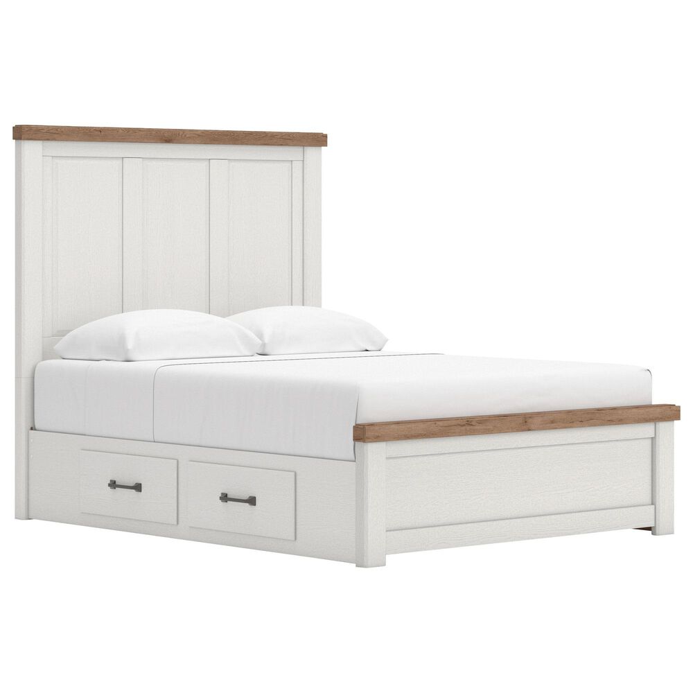 Ashley Savonport Queen Storage Panel Bed in White and Brown, , large