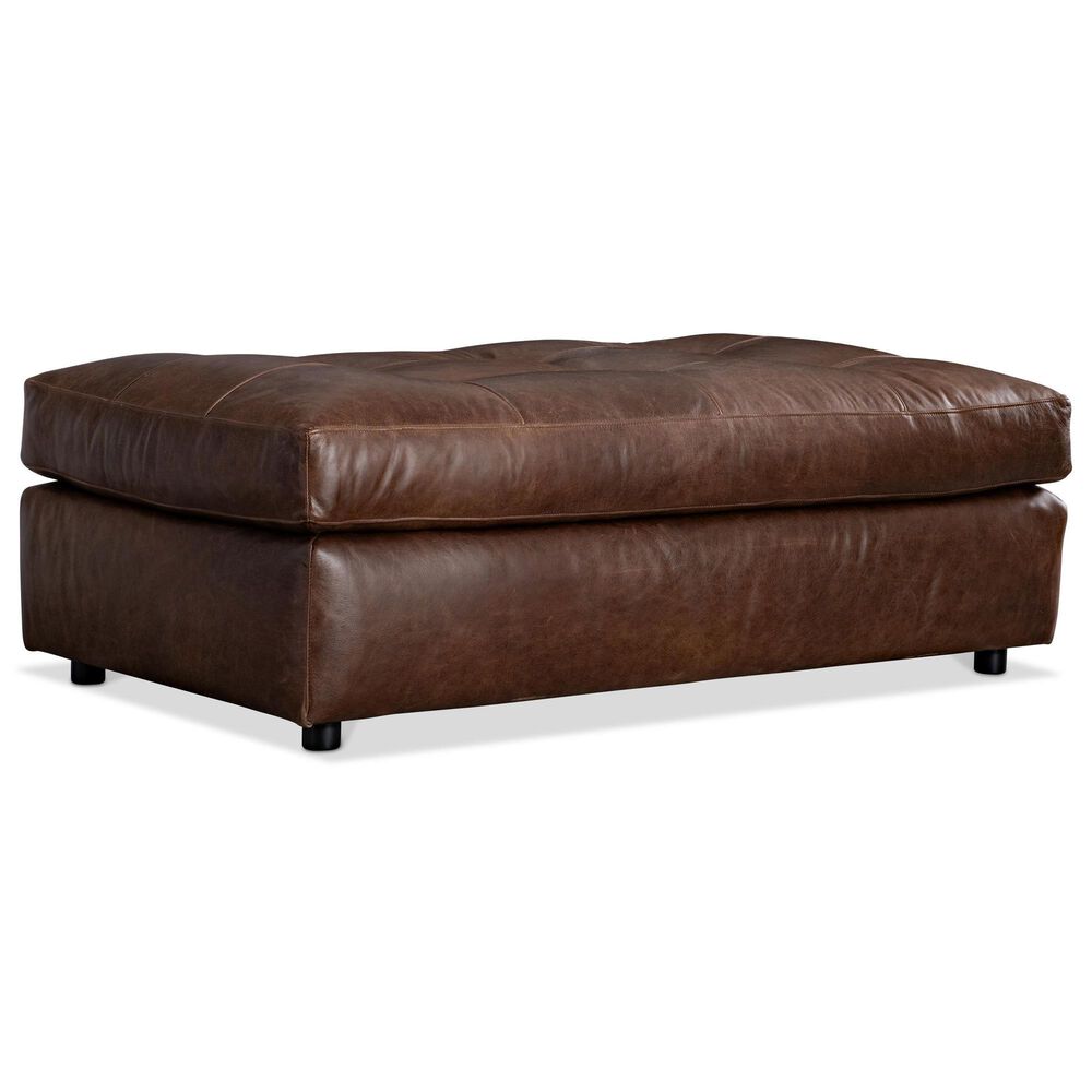 Bernhardt Nest Leather Ottoman in Brown, , large