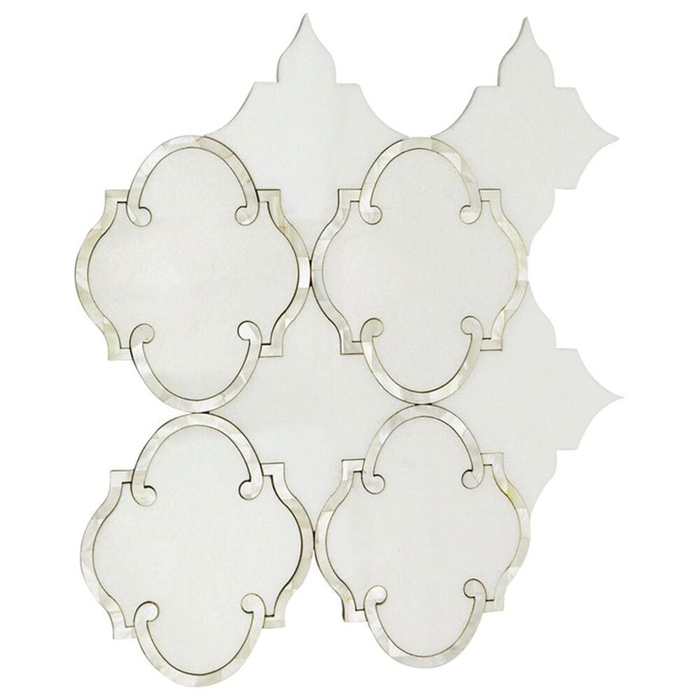 Soho Studio MJ Rabat White Thassos and Pearl Line 12"" x 14" Marble Mosaic Sheet, , large