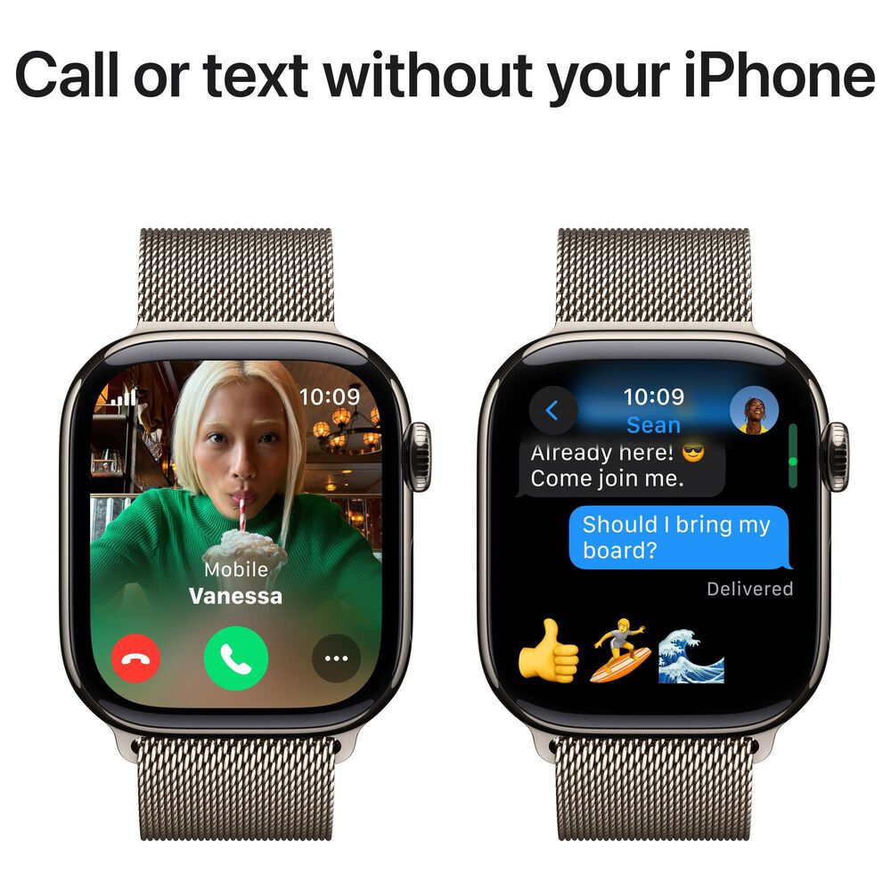 Apple Watch Series 10 GPS + Cellular 42mm Natural Titanium Case with Natural Milanese Loop, , large
