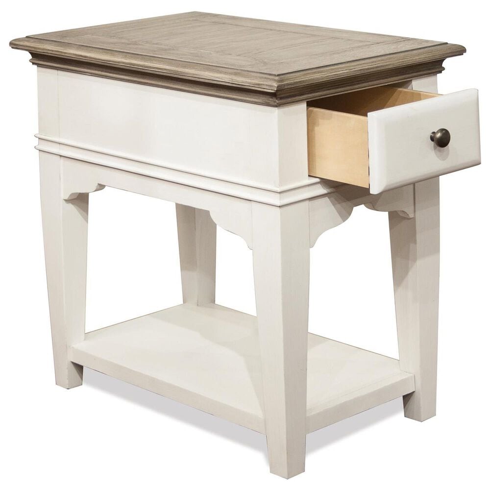 Riverside Furniture Myra 1-Drawer Side Table in Natural and Paperwhite, , large