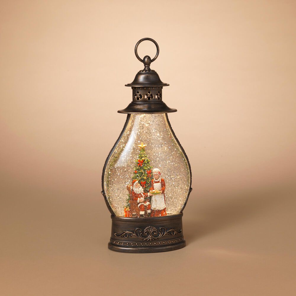 The Gerson Company Lighted Holiday Spinning Water Globe Lantern in Brown, , large