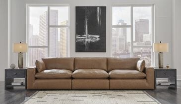 Ashley Emilia 3-Piece Stationary Symmetrical Sectional Sofa in Caramel, , large