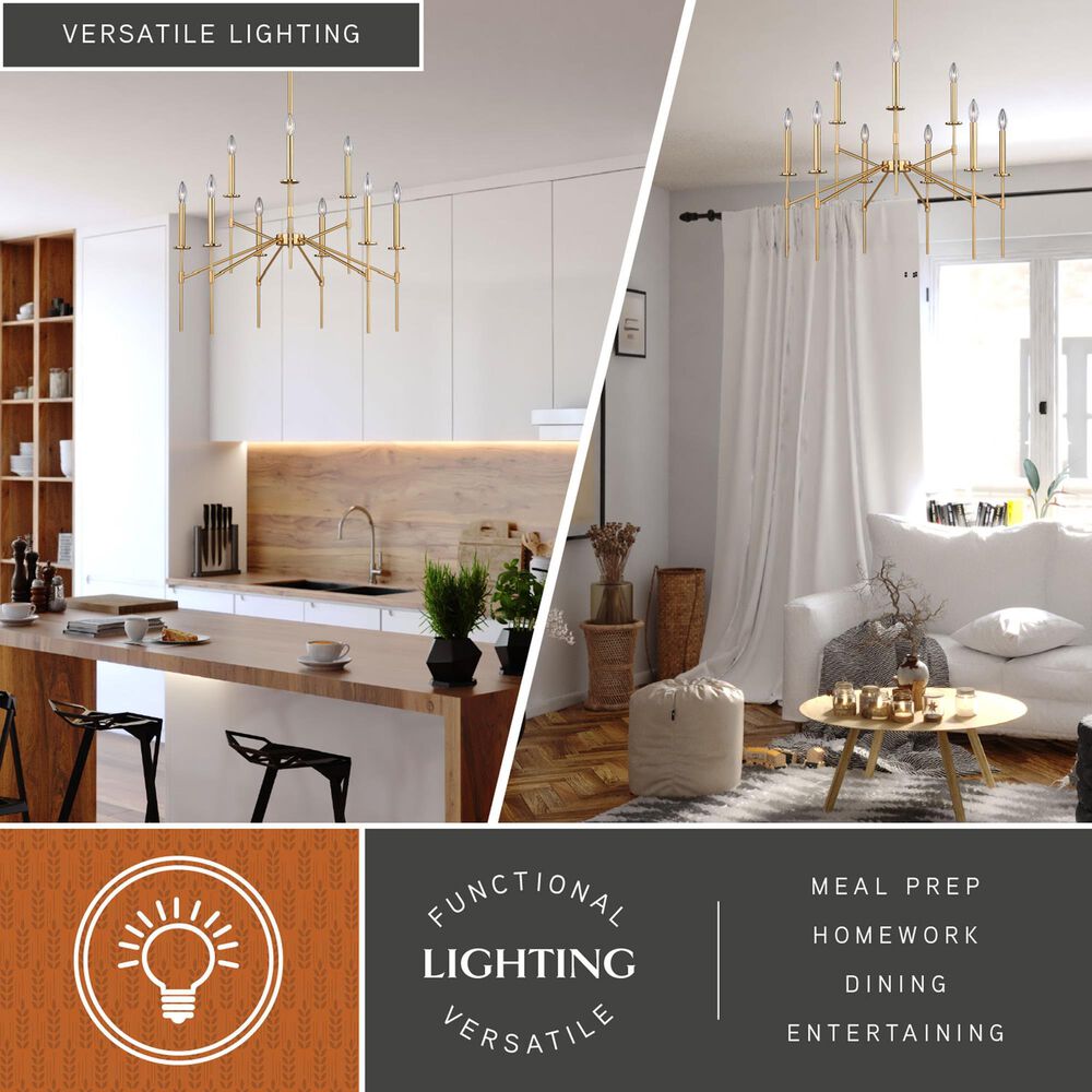 Vaxcel Kedzie 9-Light Chandelier in Natural Brass, , large