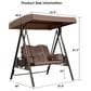 HOMLUX 2-Seat Outdoor Porch Swing with Adjustable Tilt Canopy and Foldable Tray in Beige, , large