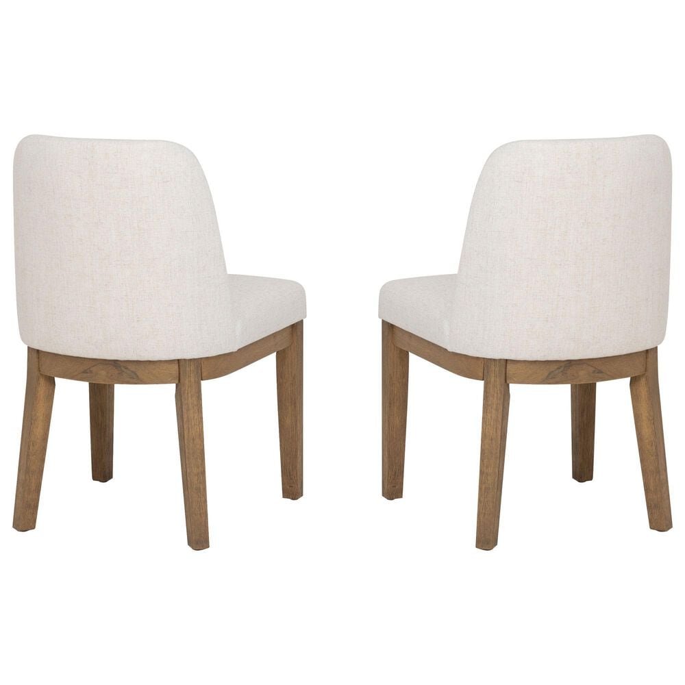 Linon Home Decor Tucker Side Chair with Cream Cushion in Natural Brown (Set of 2), , large