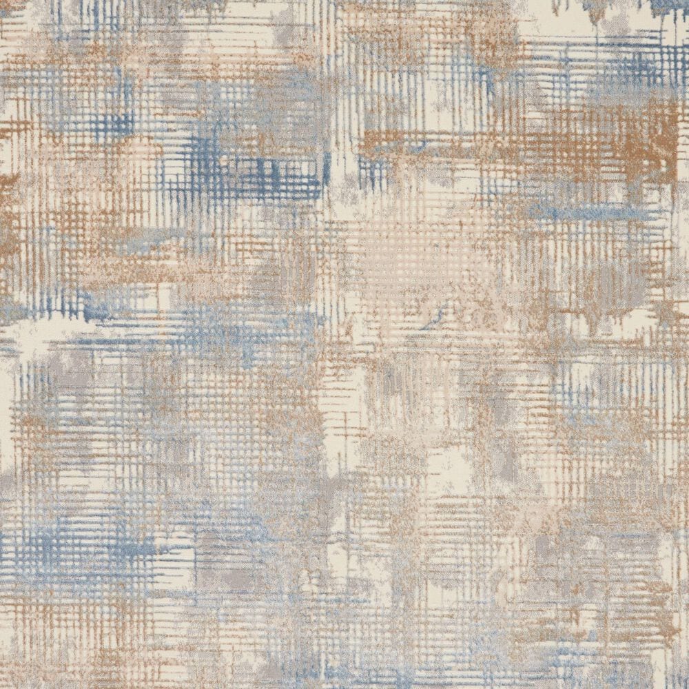 Nourison Rush 8&#39; Round Blue and Beige Area Rug, , large