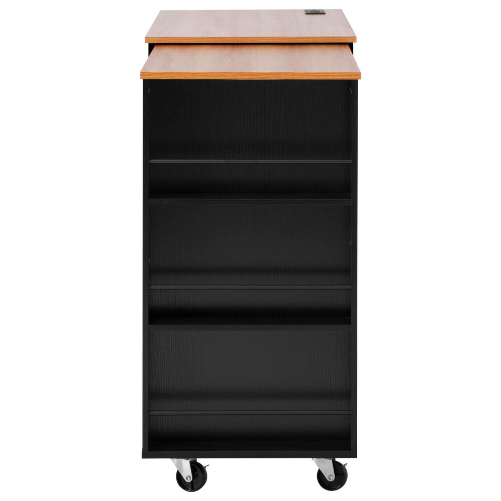 HOMLUX 86" Kitchen Island with Extendable Dining Table in Black, , large