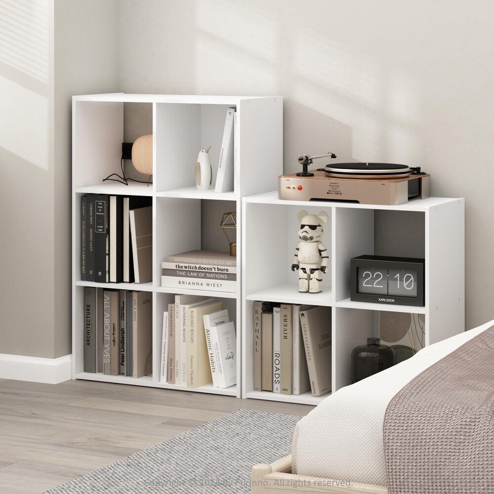 HOMLUX 6-Cube Cubic Storage Organizer Bookcase in White, , large