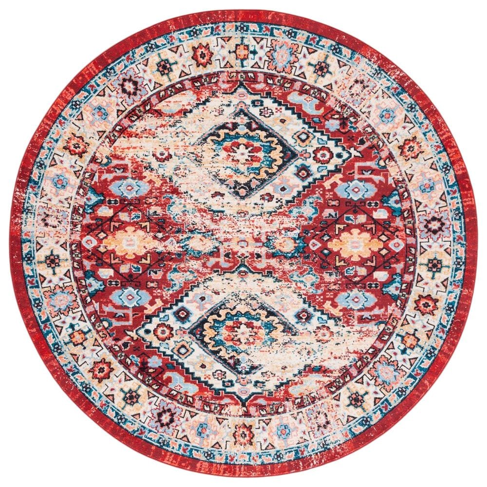 Safavieh Riviera RIV157 6"7" Round Red and Blue Area Rug, , large
