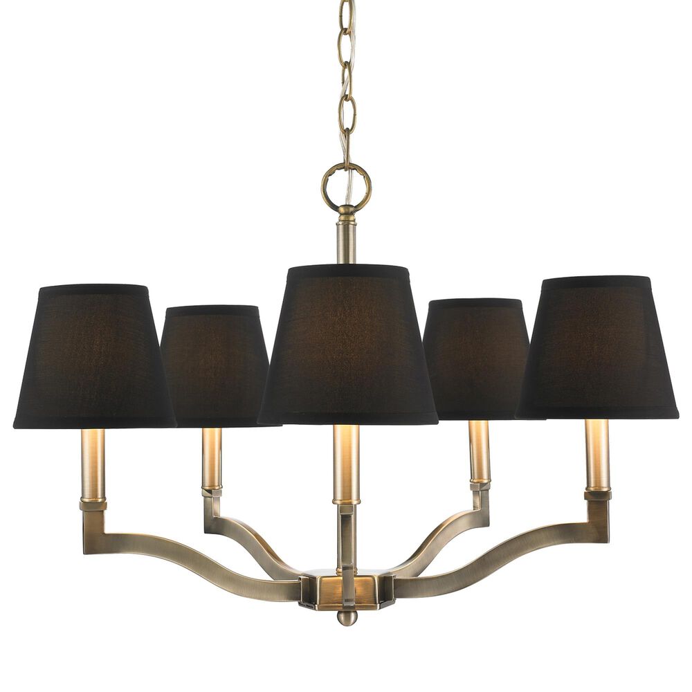Golden Lighting Waverly 5-Light Chandelier with Tuxedo Shade in Aged Brass, , large