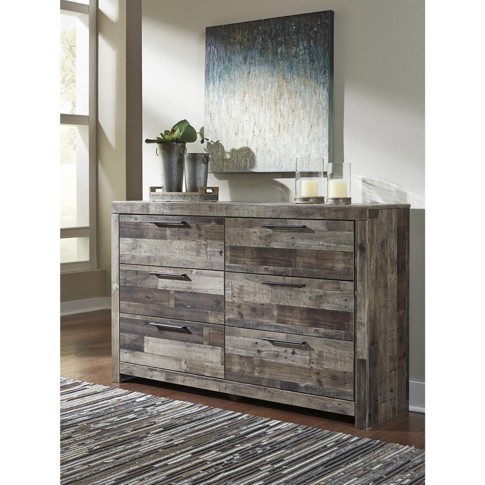 Ashley Derekson 6 Drawer Dresser in Walnut and Gray, , large