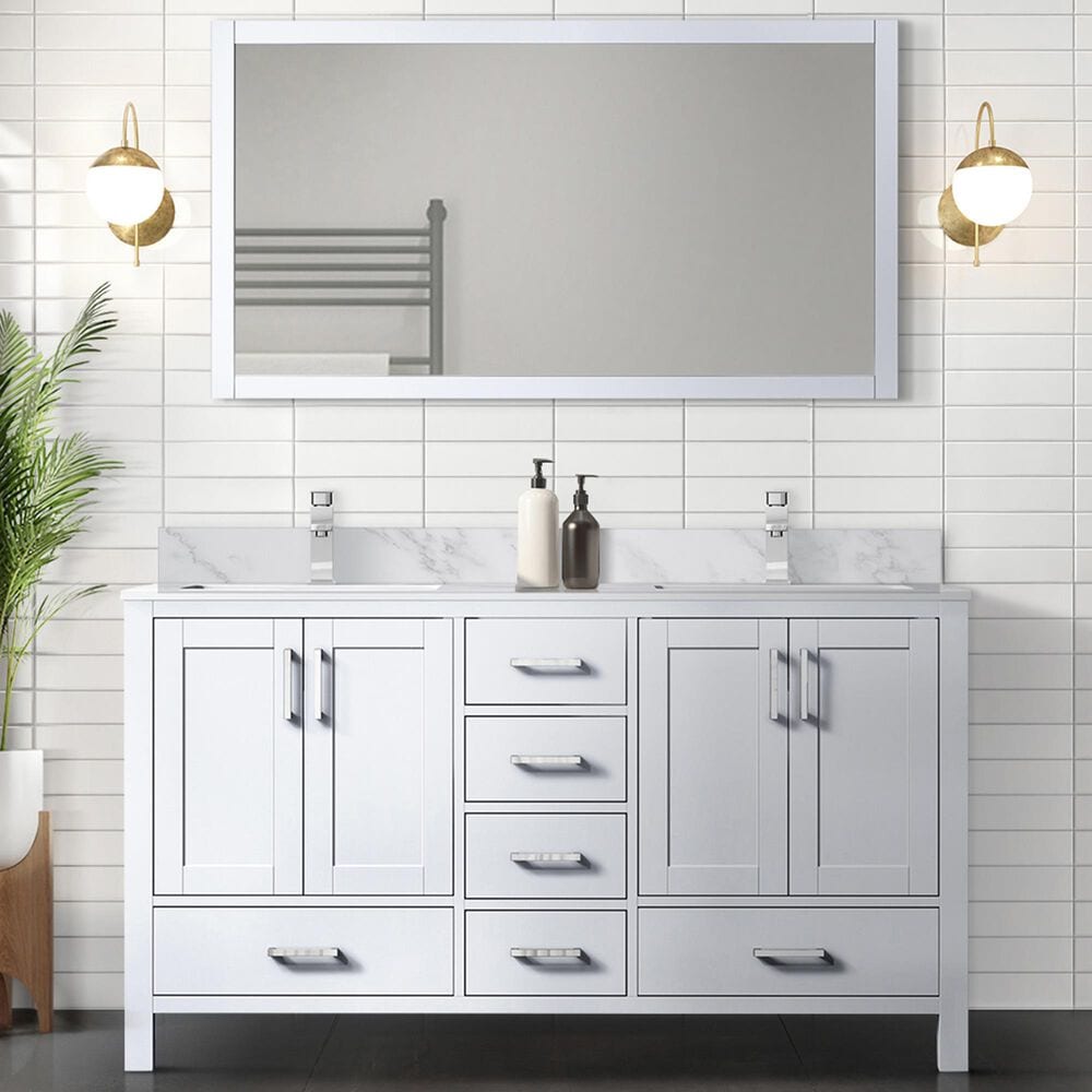 Lexora Home Jacques 60&quot; Double Bathroom Vanity Cabinet Only in Dark Grey and 58&quot; Mirror, , large