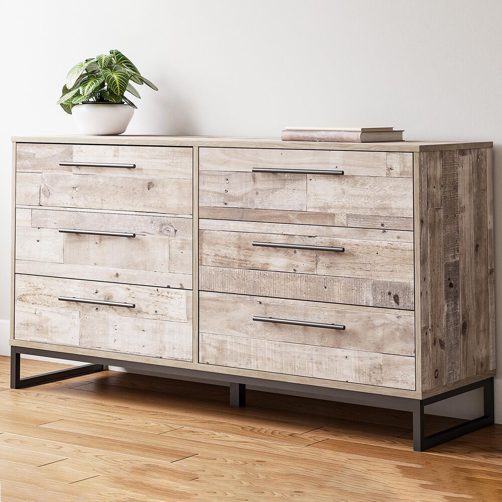 Ashley Neilsville 6-Drawer Dresser in Whitewash and Dark Pewter, , large