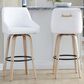 LumiSource Hannah Swivel Bar Stool with White Faux Leather Upholstery in Whitewashed and Black (Set of 2), , large