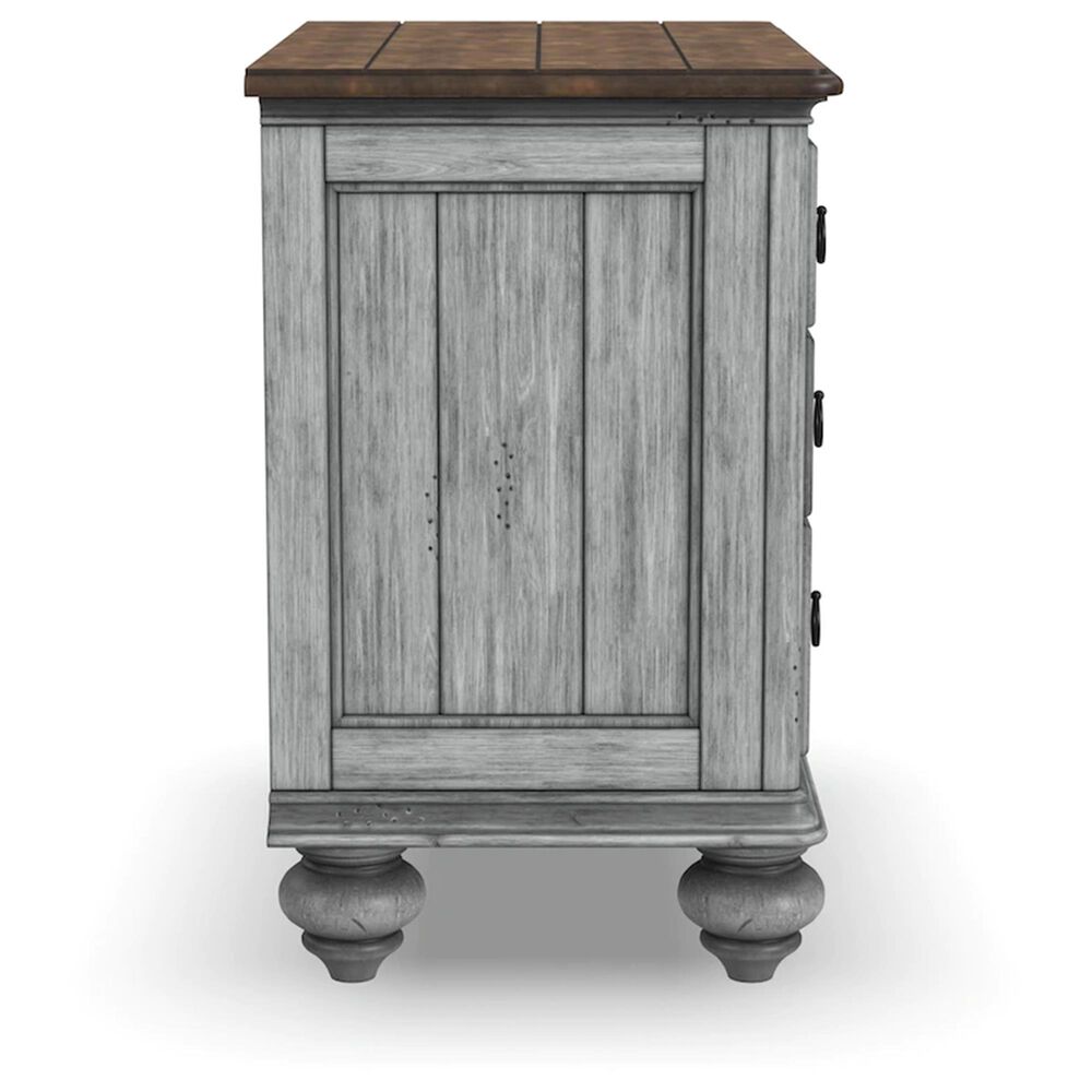 Flexsteel Plymouth 3 Drawer Nightstand in Distressed Gray and White, , large