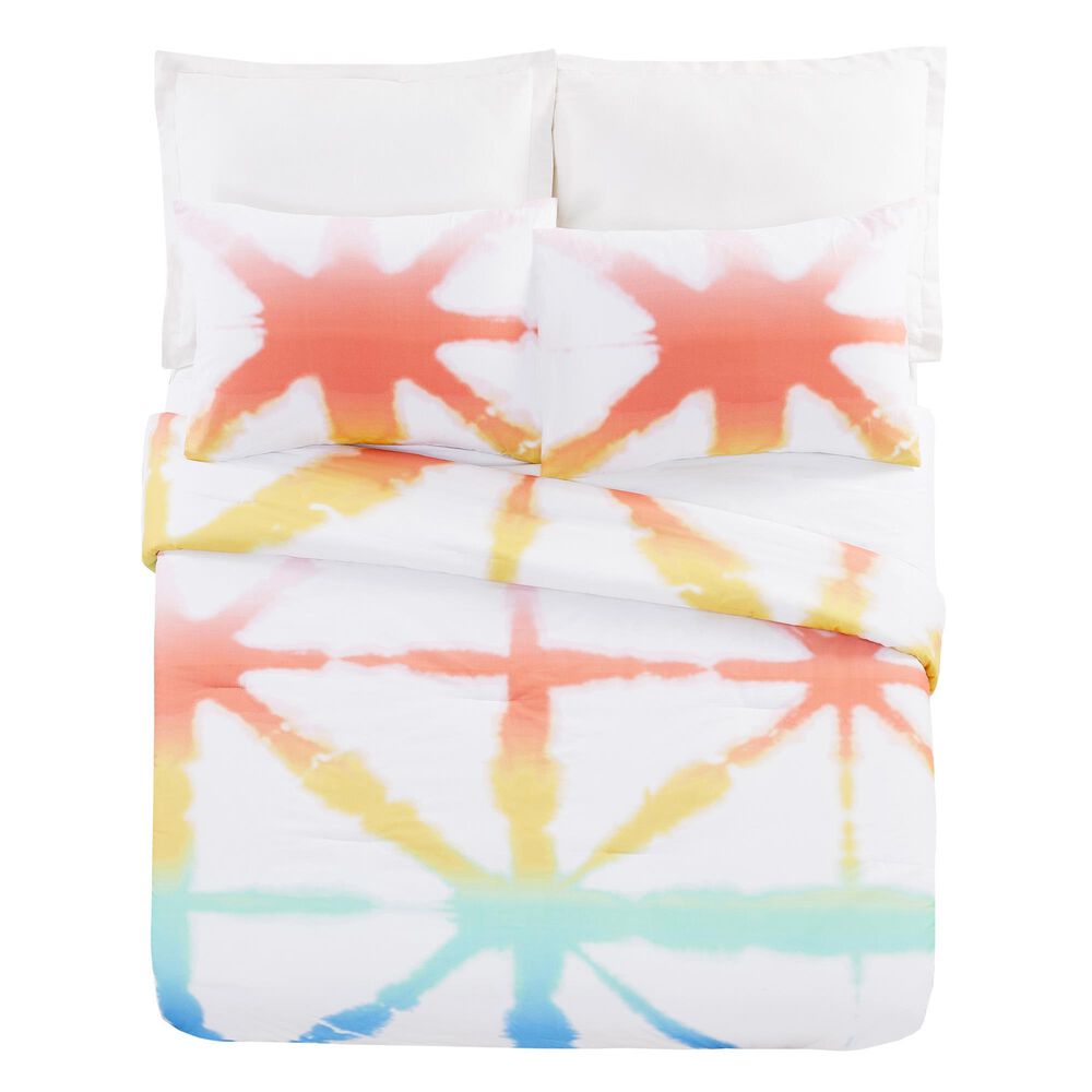 Peking Handicraft Tie Dye Rainbow 3-Piece Full/Queen Comforter Set in Multicolor, , large
