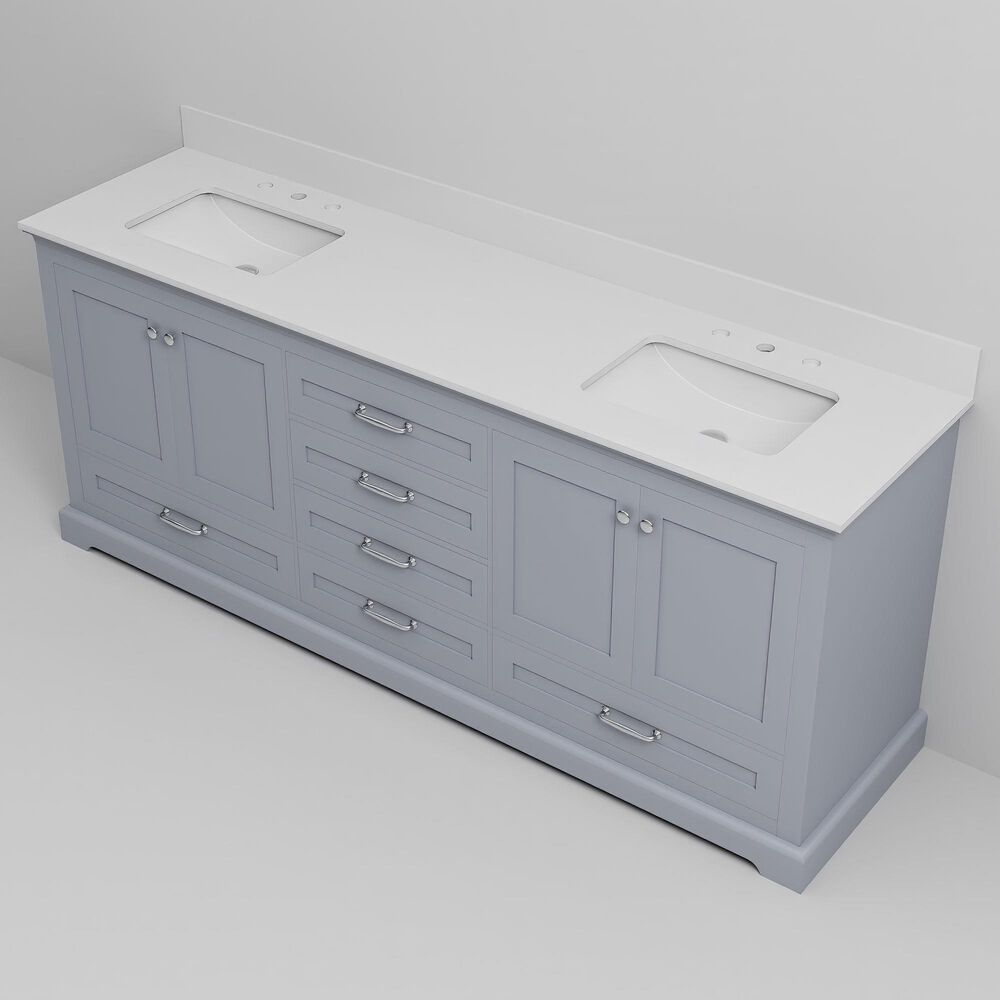 Lexora Home Dukes 80" Double Bathroom Vanity in Dark Grey with 2 cm White Cultured Marble Top and Rectangular Sinks, , large
