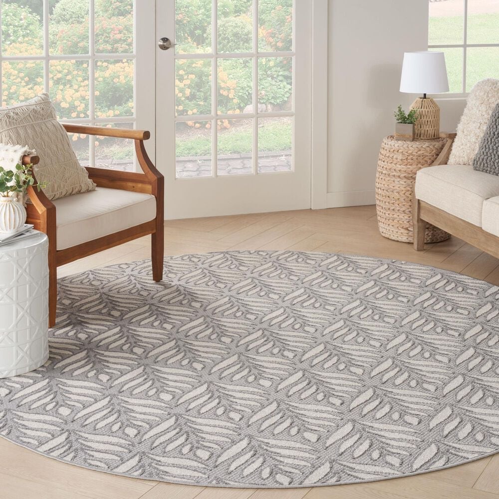 Nourison Aloha 7&#39;10&quot; Round Grey Indoor/Outdoor Area Rug, , large