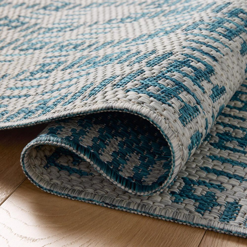 Loloi Easton Fog and Teal 2&#39;3&quot; x 3&#39;9&quot; Indoor/Outdoor Area Rug, , large