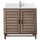 James Martin Vanities Portland 36" Single Bathroom Vanity in Whitewashed Walnut with Single Hole 3 cm White Zeus Quartz Top and Rectangular Sink, , large
