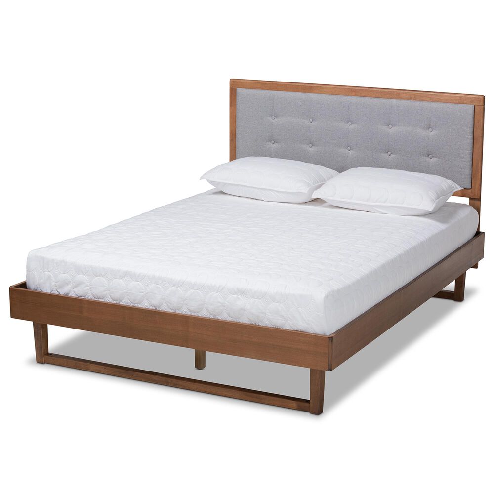Baxton Studio Viviana King Platform Bed in Gray/Walnut, , large