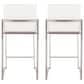 LumiSource Fuji 26" Counter Stool with White Upholstery in Stainless Steel (Set of 2), , large