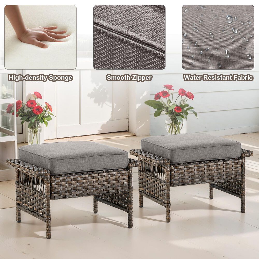 Sunwell Garden 5-Piece Patio Conversation Set with Stationary Chairs in Gray, , large