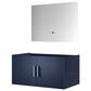 Lexora Home Geneva 36" Single Bathroom Vanity Cabinet Only in Navy Blue and 36" LED Mirror, , large