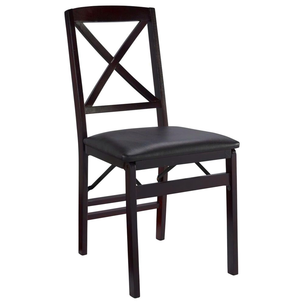 Linden Boulevard Triena Cross Back Folding Chair in Espresso, , large