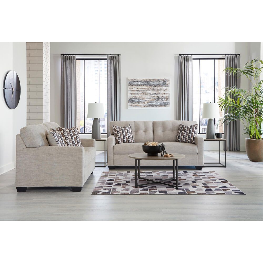Ashley Mahoney Stationary Sofa and Loveseat Set in Pebble, , large