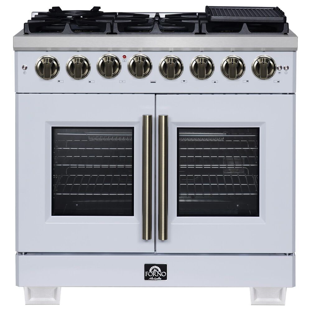 Forno Capriasca 36" Freestanding French Door Dual Fuel Range in White, , large