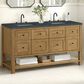 James Martin Vanities Breckenridge 60" Double Bathroom Vanity in Light Natural Oak with 3 cm Charcoal Soapstone Quartz Top and Rectangular Sinks, , large