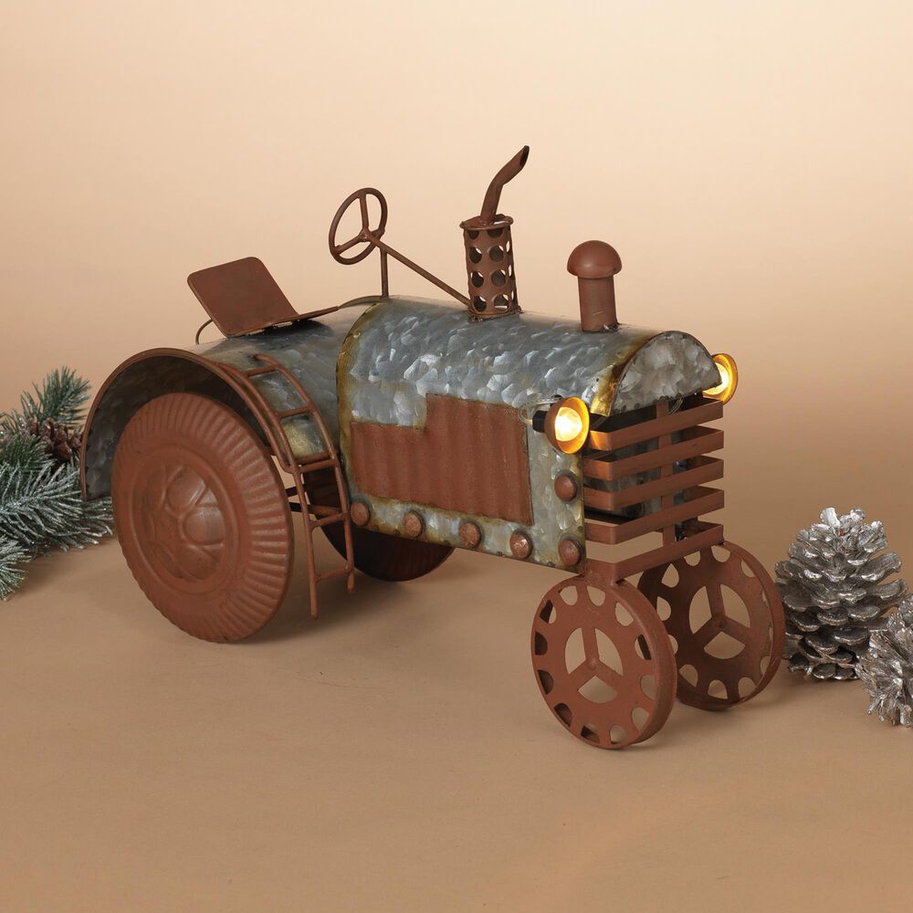 The Gerson Company Galvanized Metal Antique Tractor in Multicolor, , large