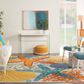 Nourison Aloha 12" x 15" Blue, Yellow and Orange Indoor/Outdoor Area Rug, , large