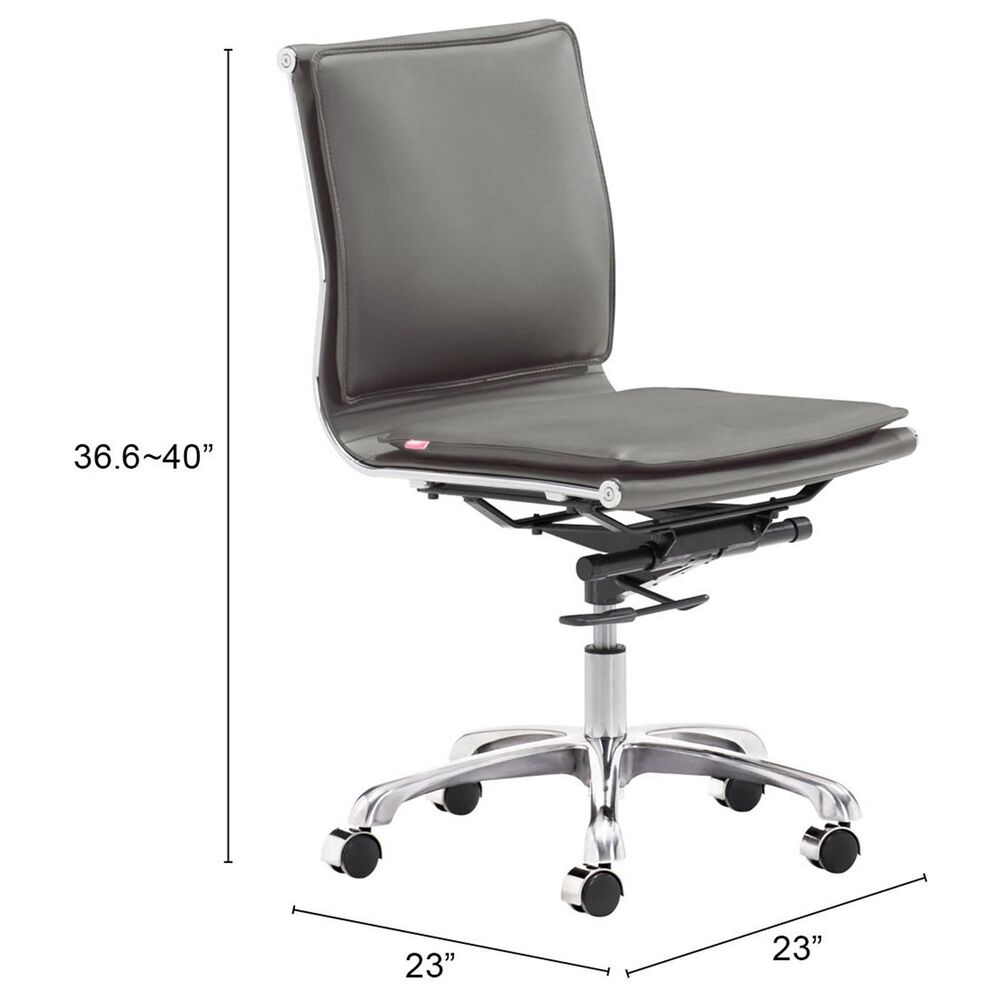 Zuo Modern Lider Plus Office Chair in Gray and Silver, , large