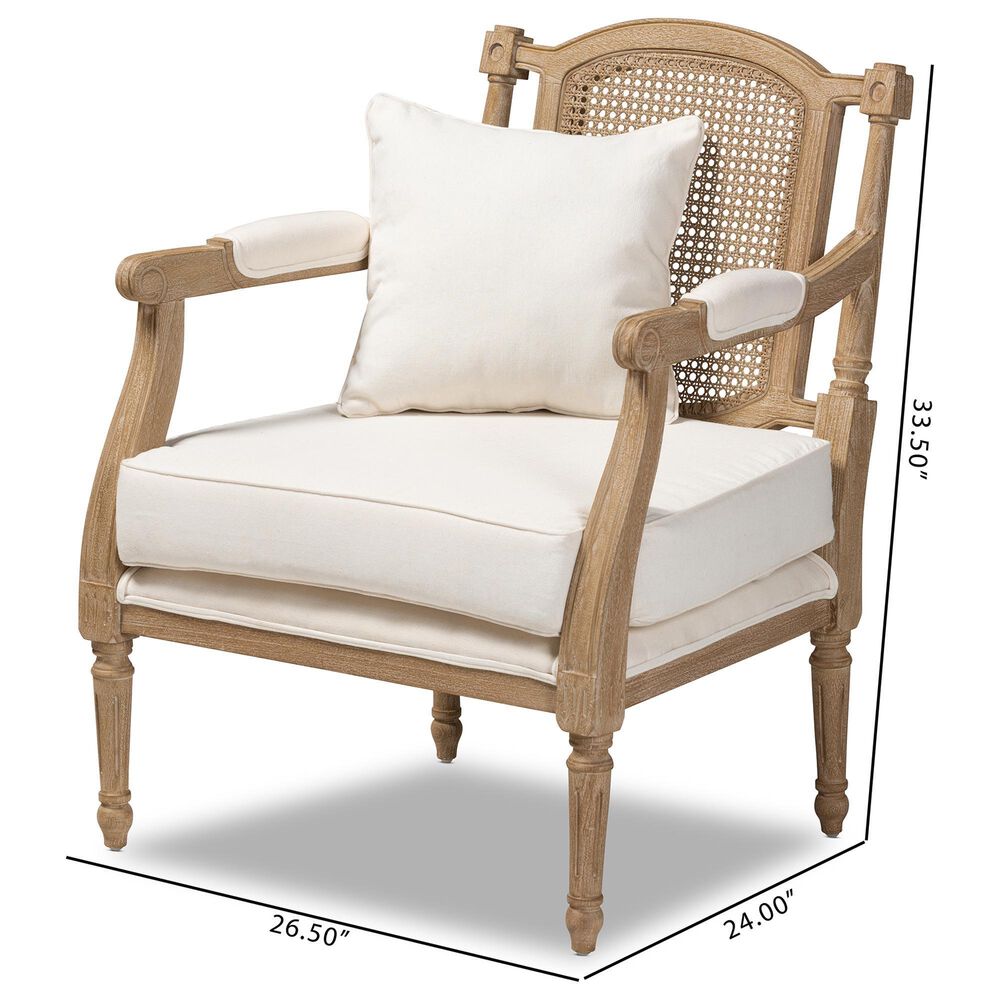 Baxton Studio Clemence Arm Chair in Ivory, , large
