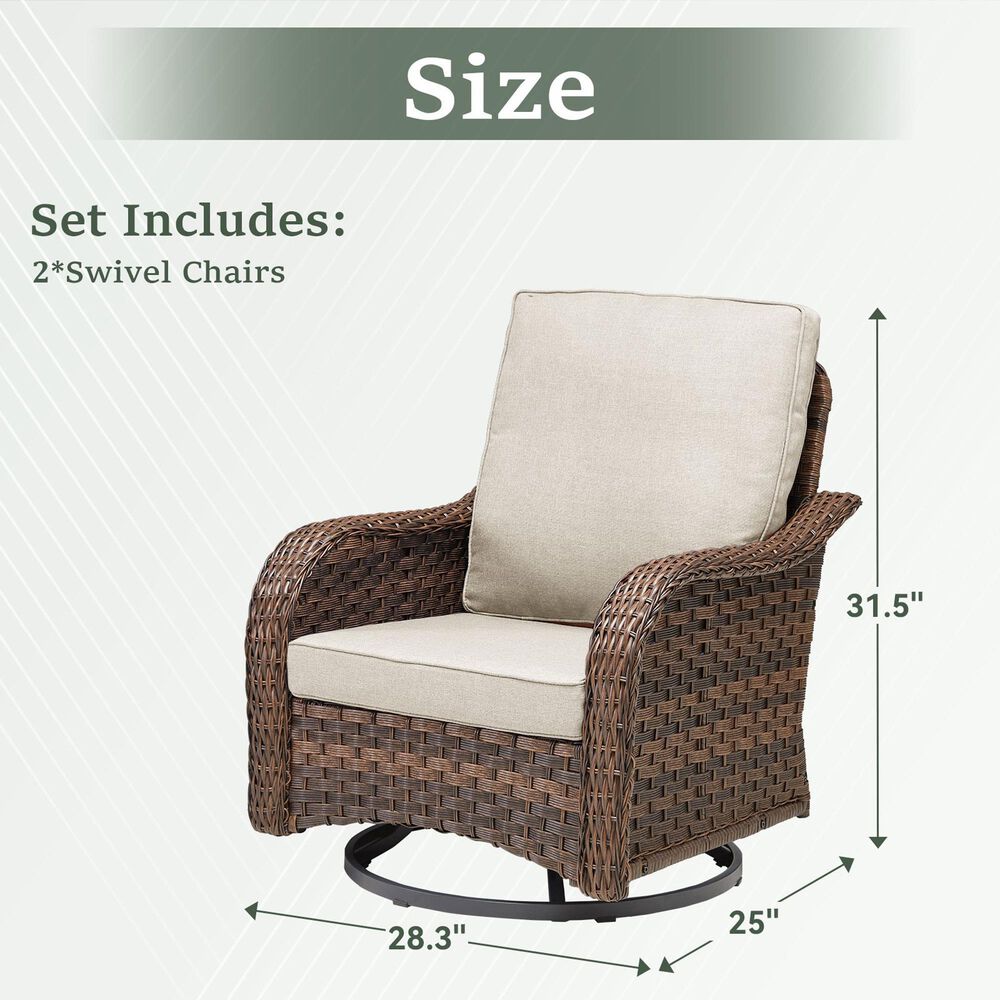 Hearth and Haven Outdoor High-Back Swivel Rocker Glider in Beige (Set of 2), , large