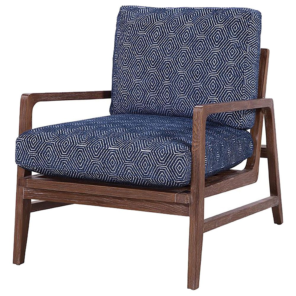 Vintage Furnishings Glendale Chair in Fuego Navy Cushion and Dark Brown, , large