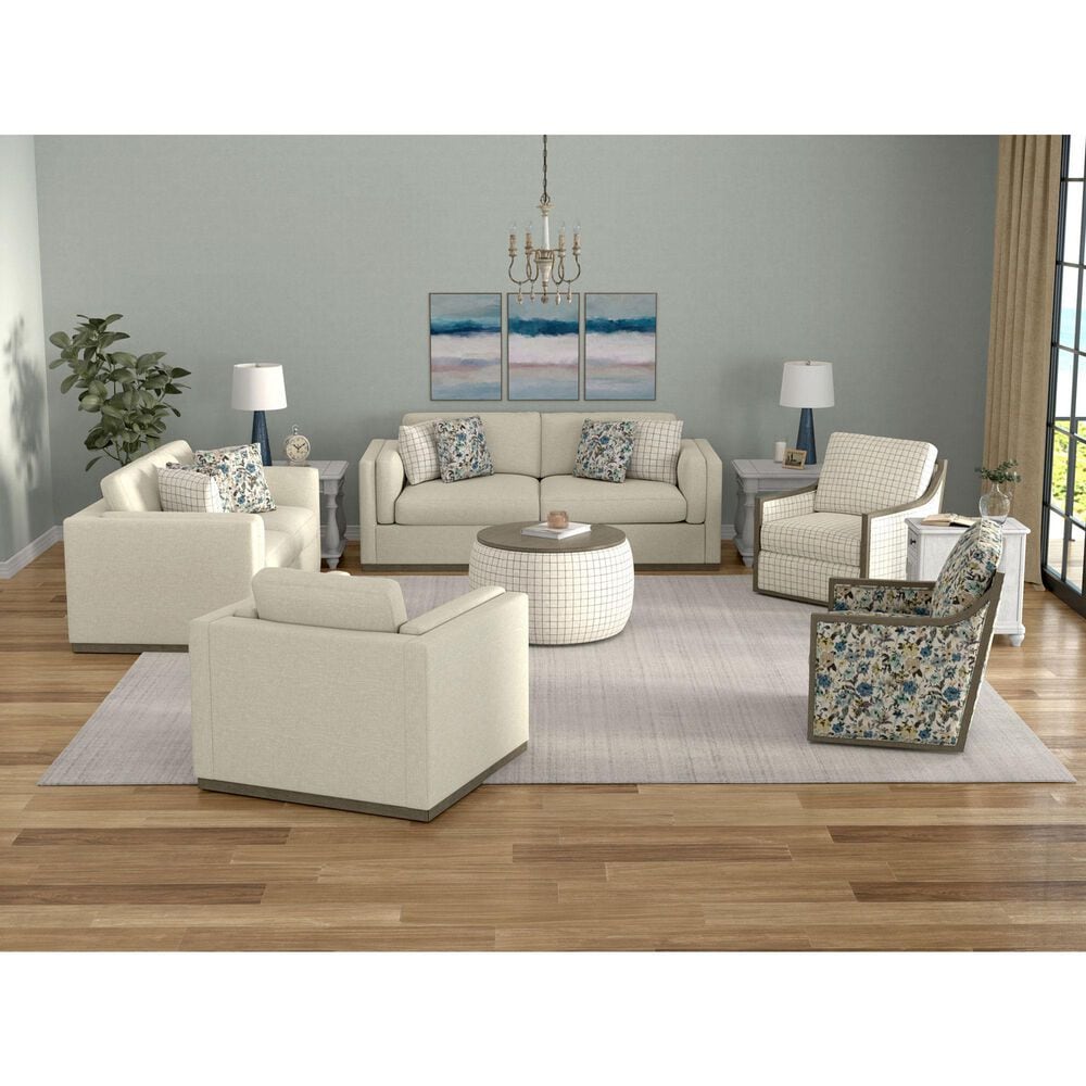 Emerald Home Furnishings Cecily Swivel Accent Chair in Blue Meadow, , large